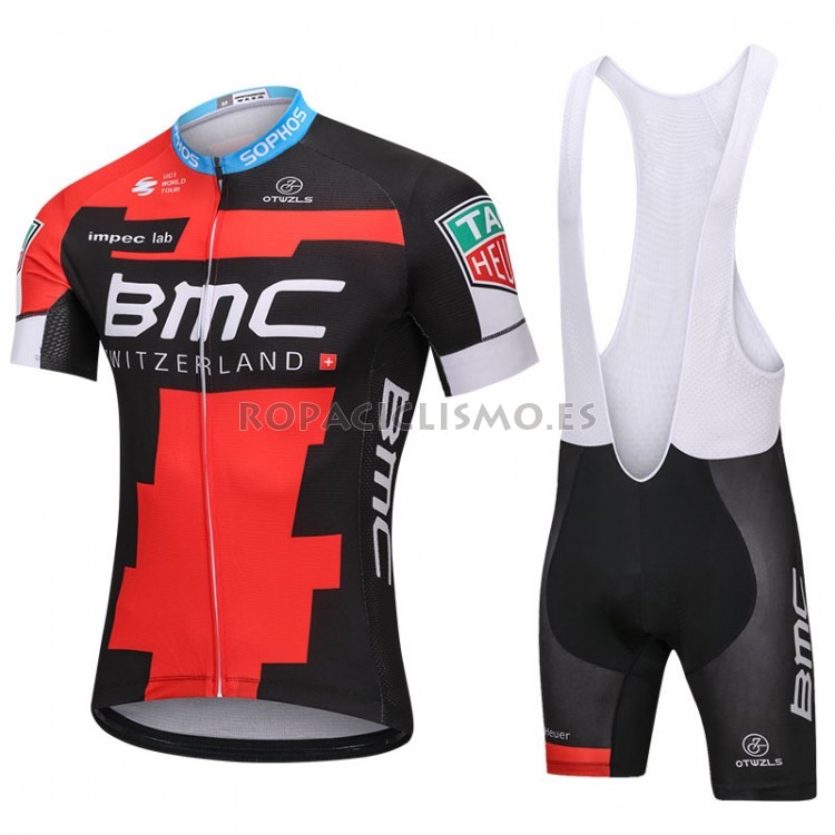 2018 Maillot Bmc Tirantes Mangas Cortas Rojo Y Negro